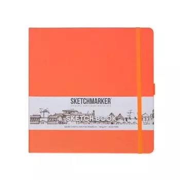 Скетчбук 20*20 80л "Sketchmarker" неоновый коралл, 140г/м2, слоновая кость, тв.обл.