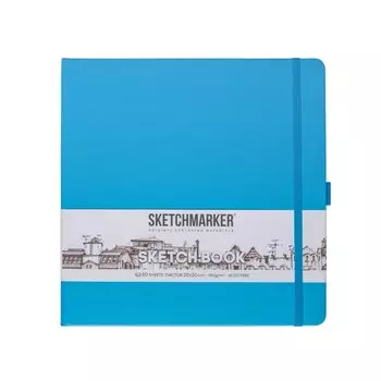 Скетчбук 20*20 80л "Sketchmarker" синий неон, 140г/м2, слоновая кость, тв.обл.