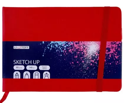 Скетчбук 210*148 80л "SKETCH UP. Красный" 140г/м2, тв.обложка, резинка