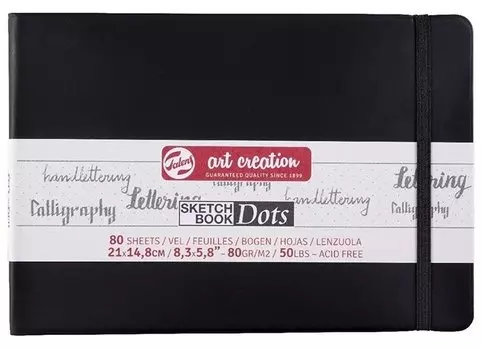 Скетчбук 21*14,8 80л тчк "Art Creation" 80г/м2, черн.тв.обл. , резинка