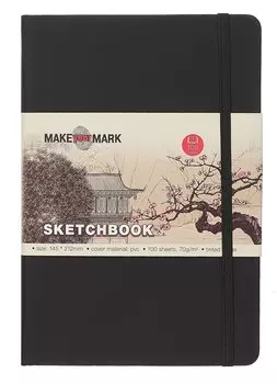 Скетчбук (21,2*14,5) 100л "Make your mark" черн.тв.переплет, резинка, ляссе, инд.уп.