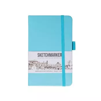 Скетчбук 9*14 80л "Sketchmarker" небесно-голубой, 140г/м2, слоновая кость, тв.обл.