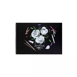 Скетчбук А4 20л Нежные цветы" черн. внутр блок, 160г/м2, тв.обложка, спираль