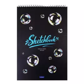 Скетчбук А4 20л "Мыльные пузыри" черн. внутр блок, 160г/м2, тв.обложка, спираль