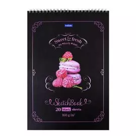 Скетчбук А4 20л "Сладкое настроение" черн. внутр блок, 160г/м2, тв.обложка, спираль