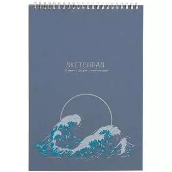 Скетчбук А4 20л "Волна", 200г/м2, тв.обложка, фольга, гребень