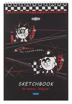 Скетчбук А4 20л "Смешарики" черн. внутр блок, 200г/м2, тв.обложка, спираль