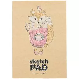 Скетчбук А4 32л "Давай дружить" белый офсет, 100г/м2, крафт обл., тверд. подложка, склейка