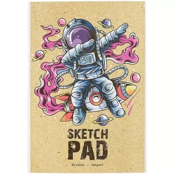 Скетчбук А4 32л "Диско космос" белый офсет, 100г/м2, крафт обл., тверд. подложка, склейка