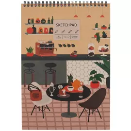 Скетчбук А4 40л "Coffee time", 120г/м2, обложка крафт картон, евроспираль