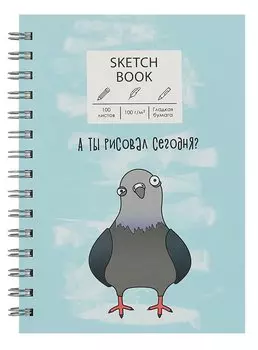Скетчбук А5 100л "А ты рисовал?" белый офсет, 100г/м2, евроспираль