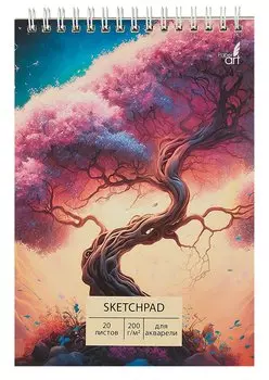 Скетчбук А5 20л "Магия цветения" акварел. бумага, 200г/м2, тв.обложка, евроспираль