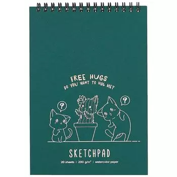 Скетчбук А5 20л "Котята", 200г/м2, тв.обложка, фольга, гребень