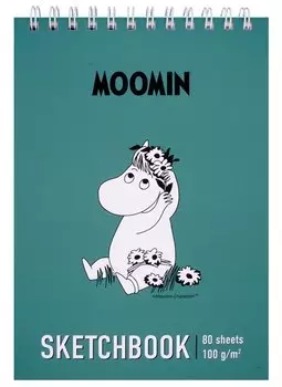 Скетчбук А5+ 40л "Moomin" 100г/м2, тв. обложка, софт. тач, евроспираль