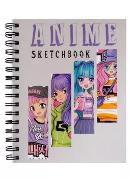 Скетчбук А5 40л "Аниме" спираль, плотность бумаги 160гр/м2