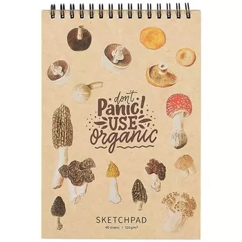 Скетчбук А5 40л "Грибной мир" белый офсет, 120г/м2, спираль