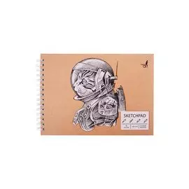 Скетчбук А5 40л "Spacecat", 120г/м2, обложка крафт картон, выборочный лак, евроспираль