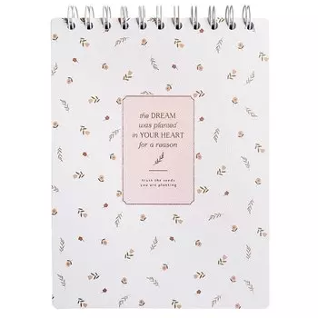 Скетчбук А5 45л "April", белый, карт.обл., спираль, микротекстурирование, ламинация, тиснение золотой фольгой, бумага 190г/м2