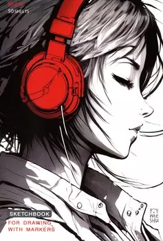 Скетчбук А5 50л для маркеров "Girl and music" 90г/м2, soft touch, склейка