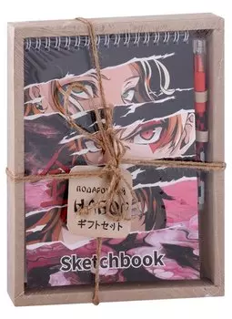 Скетчбук А5 60л "Аниме. Глаза" +ручка гелевая синяя пиши-стирай, подар.уп.