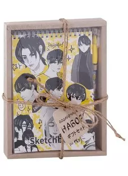 Скетчбук А5 60л "Аниме. Желтый" +ручка гелевая синяя пиши-стирай, подар.уп.