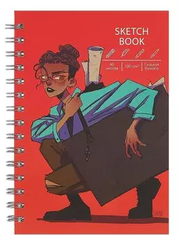 Скетчбук А5 60л "Дерзко" белый офсет, 120г/м2, софт.тач., евроспираль