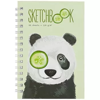 Скетчбук А5 60л "Панда" 120г/м2, тв. обложка, софт. тач, евроспираль