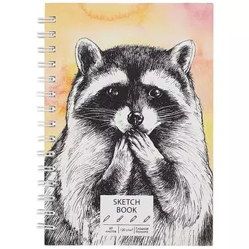 Скетчбук А5 60л "SKETCHBOOK. Raccoon", 120г/м2, софт. тач, евроспираль