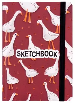 Скетчбук А5 80л "Гусики" 70г/м2, кремовая бумага, тв. переплет, резинка