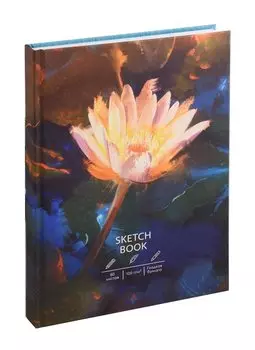 Скетчбук А5+ 80л "Нимфея", белый офсет, 100г/м2, 7БЦ