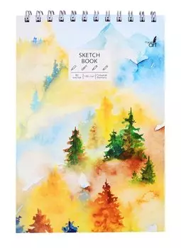 Скетчбук А5+ 80л "SKETCHBOOK. Акварельный пейзаж" белый офсет, 120г/м2, 7БЦ