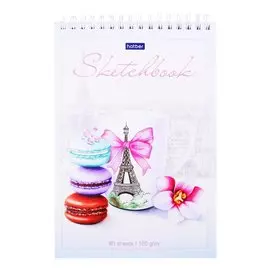 Скетчбук А5 80л "Сладкий Париж" 100г/м2, тв. обложка, спираль