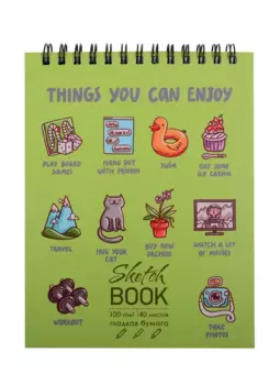 Скетчбук А6+ 125*160 40л "Важные вещи" белый офсет, 100г/м2, тв.обложка, евроспираль