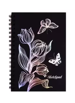 Скетчбук А6 30л "Цветы" черн. блок 120г/м2, карт.обл., тв.подложка, гребень