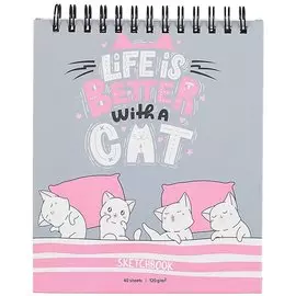 Скетчбук А6 40л "Игривые котята" 120г/м2, тв.обложка, спираль