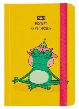 Скетчбук А6 48л "Pocket Скетчбук. Лягушка" белый офсет, резинка, тв.обложка