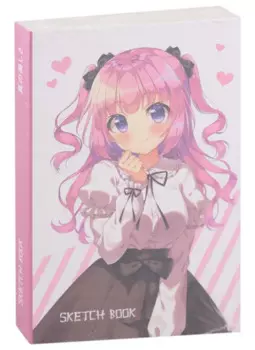 Скетчбук Аниме Девушка с бантиком (Сёдзё) (цветная) (124л) (14,5х21)