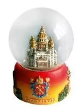 Сувенир АКМ Сноубол СПб h=6,5см "Исаакий" красн. основ. 097R-45-02