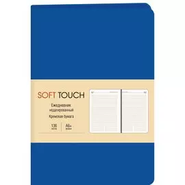 Ежедневник недат. А6 136л "SOFT TOUCH" космический синий, интегр.обл., иск.кожа, тонир.блок, скругл.углы, цв.торец, ляссе