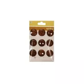 Стикеры имитация дерева на картонке Круглые большие (11034701) (2,7см) (9шт) (подвес) (упаковка)