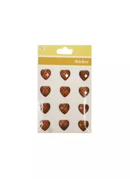 Стикеры имитация дерева на картонке Сердца (11034704) (2см) (12шт) (подвес) (упаковка)