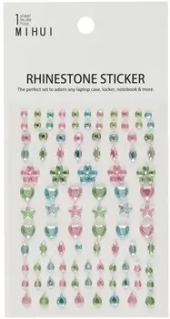 Стразы самоклеящиеся ассорти зеленый микс