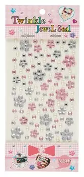 Стразы самоклеящиеся цветочки (розовые)