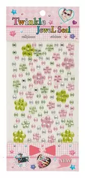 Стразы самоклеящиеся цветочки (зеленый микс)