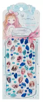 Стразы самоклеящиеся фигурные (голубой микс)