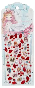 Стразы самоклеящиеся фигурные (красный микс)