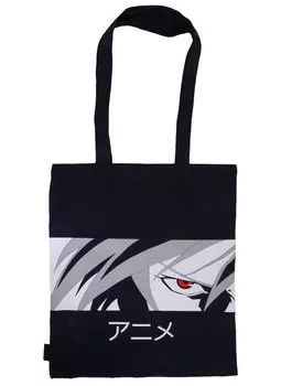 Сумка-шоппер Аниме Парень лицо (Сэйнен), черная (текстиль) (40х32)
