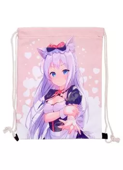 Сумка (мешок) "Аниме. Девушка с ушками (Сёдзё) (цветная)" 42*34см