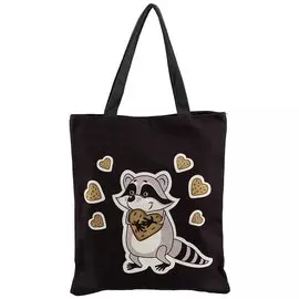 Сумка-шоппер на молнии "Енот с печенькой", 38 х 35 см