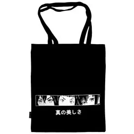 Сумка-шоппер Аниме Лица черная, текстиль 40см.*32см.